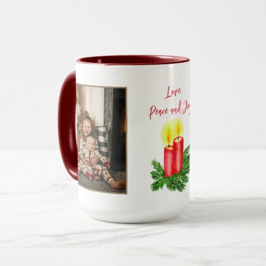 Der Geist der Weihnachtskandle Liebe & Frieden 2 F Tasse (Vorderseite Links)