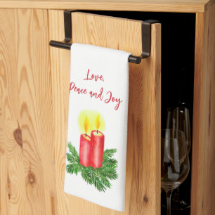 Der Geist der Weihnachtskerzen Liebe Frieden & Fre Geschirrtuch