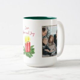 Der Geist der Weihnachtszeit Liebe Frieden & Freud Zweifarbige Tasse