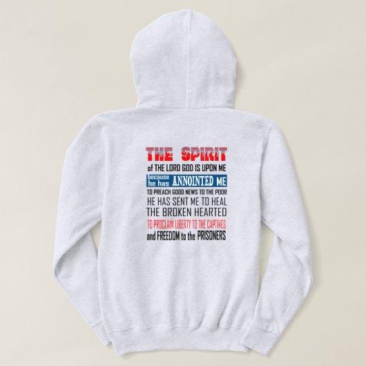 Der Geist des Herrn, Gottes, ist auf mich Christli Hoodie (Design Rückseite)