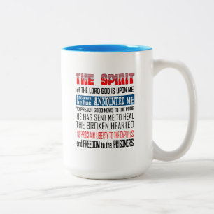 Der Geist des Herrn, Gottes, ist auf mir Kaffee Ta Zweifarbige Tasse
