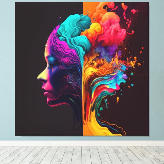 Der Geist einer Frau in blühenden Bewegungen. Leinwanddruck (Insitu (Holzboden))