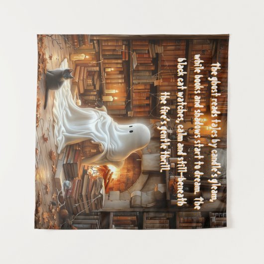 Der Geist im StudienHalloween Wandteppich (Vorderseite (Horizontal))