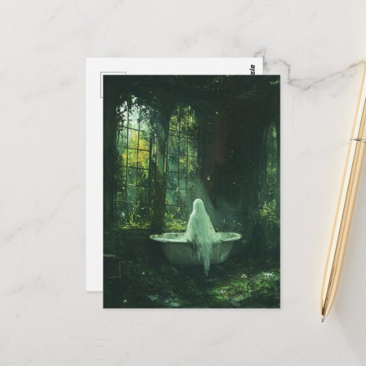 Der Geist in der Badewanne des abandonierten Hause Postkarte (Vorderseite/Rückseite Beispiel)
