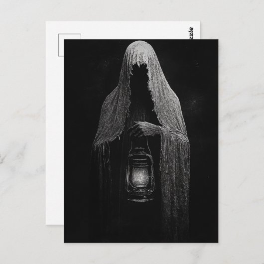 Der Geist mit Laternenschwarz und Weiß Postkarte (Vorne/Hinten)