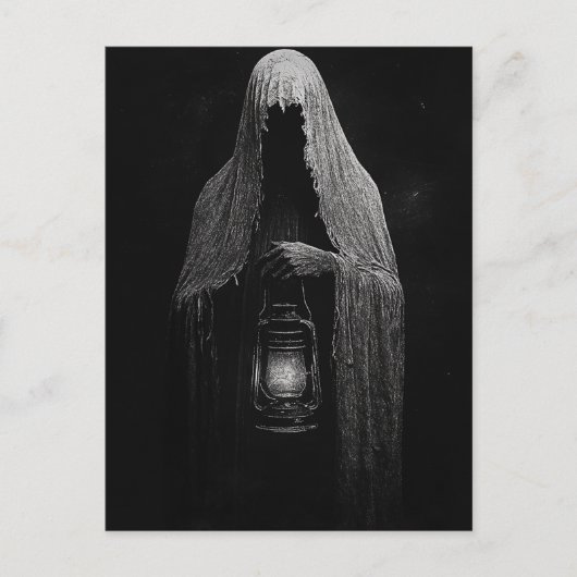 Der Geist mit Laternenschwarz und Weiß Postkarte (Vorderseite)