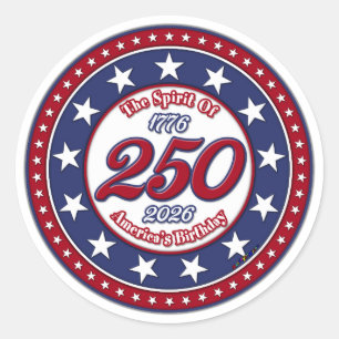 Der Geist von 1776, 2026 Amerikas Geburtstag Runder Aufkleber