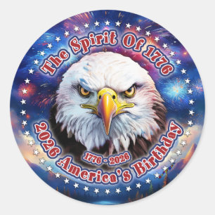 Der Geist von 1776, 2026 Brown Eagle Feuerwerk M Runder Aufkleber