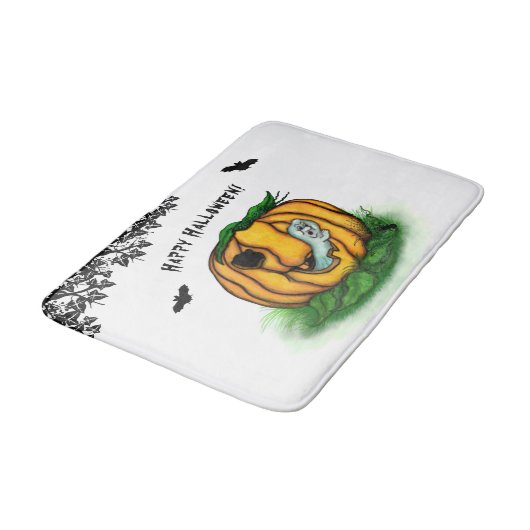 Der Geist von Halloween , Bat , Geist und Spider Badematte (Schrägansicht)