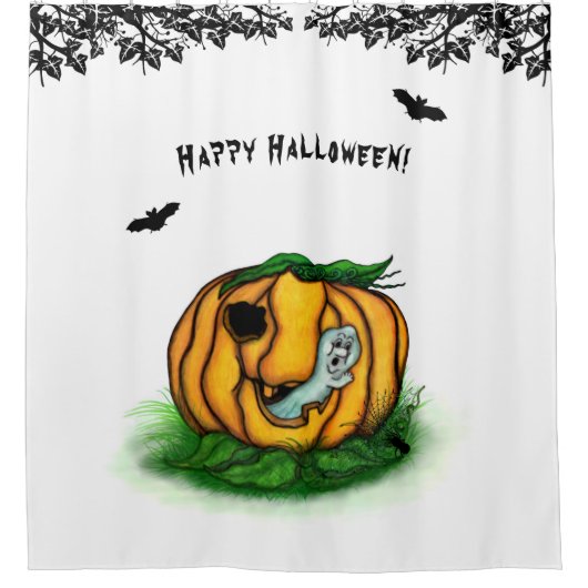Der Geist von Halloween , Bat , Geist und Spider Duschvorhang (Vorderseite)