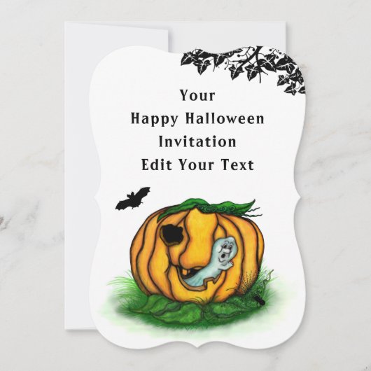 Der Geist von Halloween , Bat , Geist und Spider Einladung (Vorderseite)