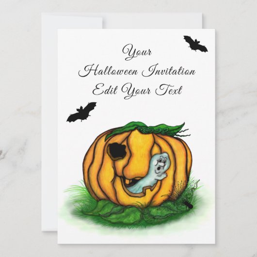 Der Geist von Halloween , Bat , Geist und Spider Einladung (Vorderseite)