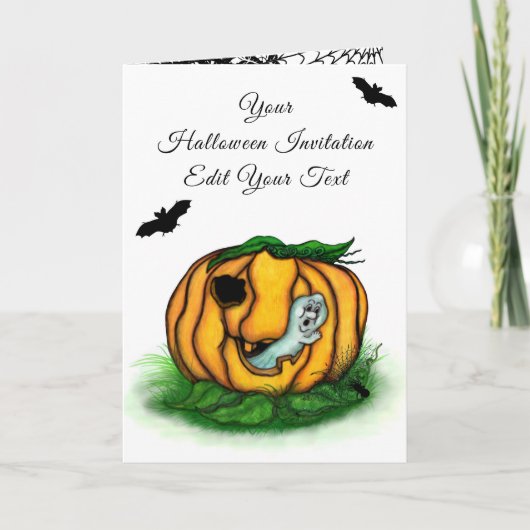 Der Geist von Halloween , Bat , Geist und Spider Einladung (Vorderseite)