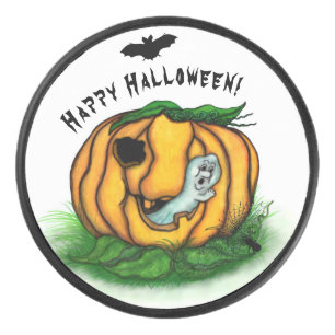 Der Geist von Halloween , Bat , Geist und Spider Eishockey Puck