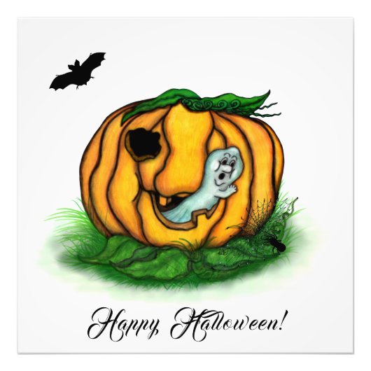 Der Geist von Halloween , Bat , Geist und Spider Fotodruck (Vorne)