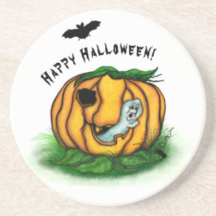 Der Geist von Halloween , Bat , Geist und Spider Getränkeuntersetzer