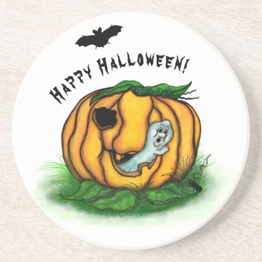 Der Geist von Halloween , Bat , Geist und Spider Getränkeuntersetzer (Vorne)