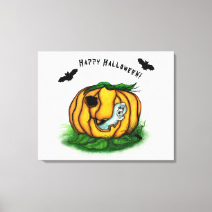 Der Geist von Halloween , Bat , Geist und Spider Leinwanddruck