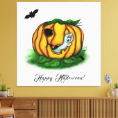 Der Geist von Halloween , Bat , Geist und Spider Leinwanddruck (Insitu (Wohnzimmer))
