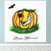 Der Geist von Halloween , Bat , Geist und Spider Leinwanddruck (Insitu (Holzboden))