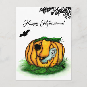 Der Geist von Halloween , Bat , Geist und Spider Postkarte