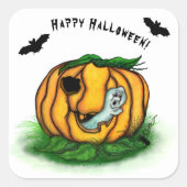 Der Geist von Halloween , Bat , Geist und Spider Quadratischer Aufkleber (Vorderseite)