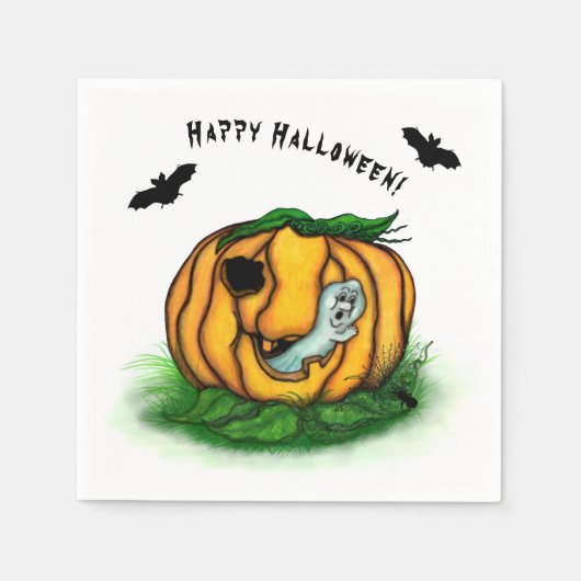 Der Geist von Halloween , Bat , Geist und Spider Serviette (Vorderseite)