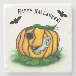 Der Geist von Halloween , Bat , Geist und Spider Steinuntersetzer