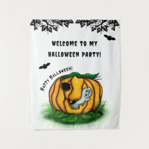 Der Geist von Halloween , Bat , Geist und Spider Wandteppich