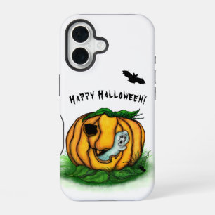 Der Geist von Halloween, Fledermaus, Geist und Spi iPhone 16 Hülle