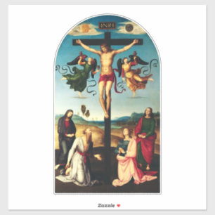 Der gekreuzigte Christus mit der Jungfrau Maria Aufkleber