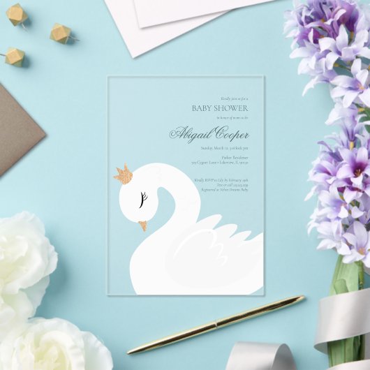 Der gekrönte Schwan Acryleinladungen (In Situ (Hochzeit))