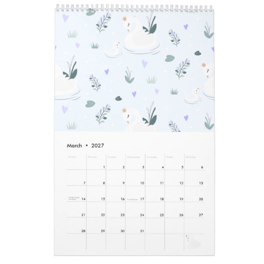 Der gekrönte Schwan Kalender (Mär 2027)