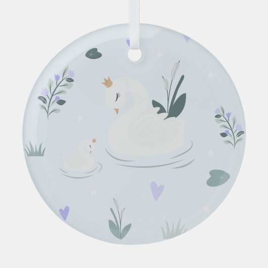 Der gekrönte Schwan Ornament Aus Glas (Vorderseite)