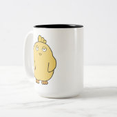 Der gelangweilte Küken Zweifarbige Tasse (Vorderseite Links)