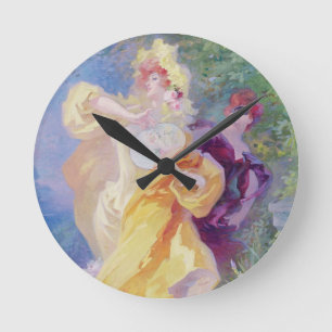 Der gelbe Domino, Entwurf für eine Tapisserie Runde Wanduhr