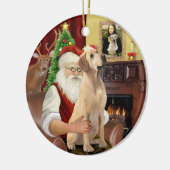 Der Gelbe Labrador des Weihnachtsmanns Keramik Ornament (Links)