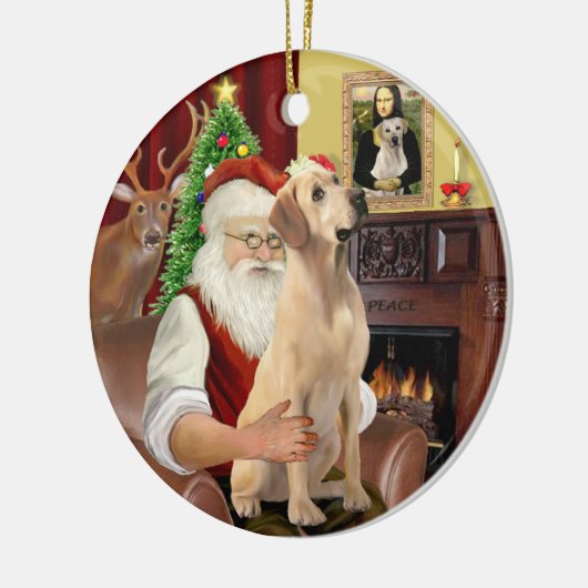 Der Gelbe Labrador des Weihnachtsmanns Keramik Ornament (Links)