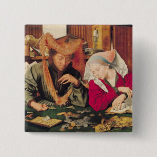 Der Geld-Wechsler und seine Ehefrau, 1539 Button