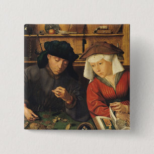 Der GeldLender und seine Ehefrau, 1514 Button