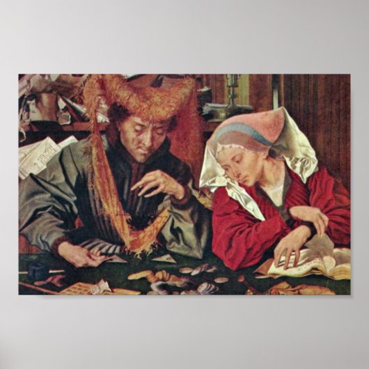 Der Geldwäscher und seine Ehefrau durch Reymerswae Poster (Vorne)