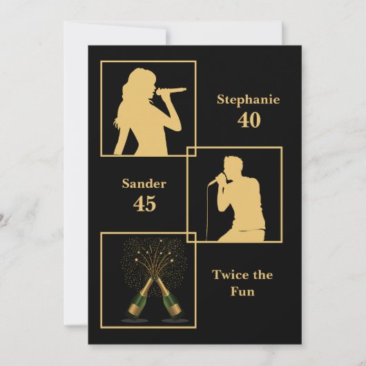 Der gemeinsame Geburtstag verdoppelt den Spaß Schw Einladung (Vorderseite)