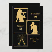 Der gemeinsame Geburtstag verdoppelt den Spaß Schw Einladung (Vorne/Hinten)