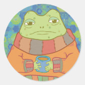Der gemütliche Frosch Runder Aufkleber (Vorderseite)