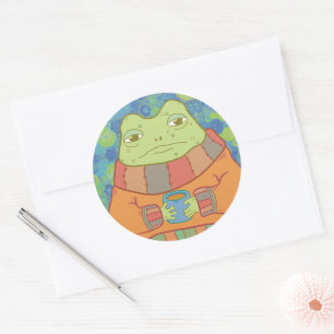 Der gemütliche Frosch Runder Aufkleber