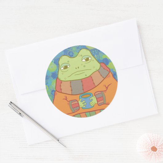 Der gemütliche Frosch Runder Aufkleber (Umschlag)