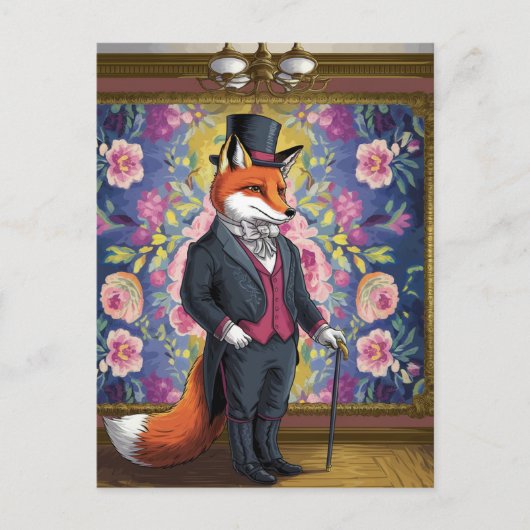 Der Gentleman Fox Funny Postkarte (Vorderseite)