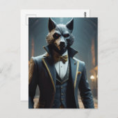 Der Gentleman Wolf Postkarte (Vorne/Hinten)