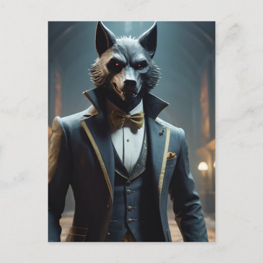 Der Gentleman Wolf Postkarte (Vorderseite)