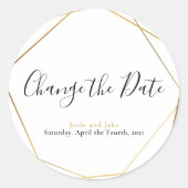 Der geometrische Goldeffekt ändert das Datum Runder Aufkleber (Vorderseite)